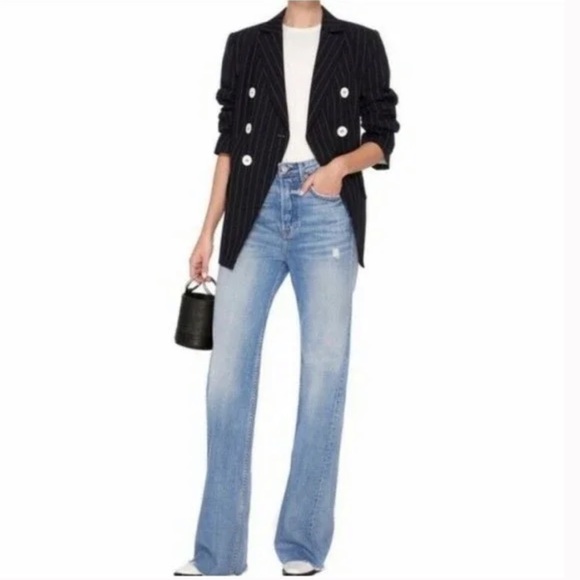 GRLFRDN DENIM CARLA HIGH WAIST BELL BOTTOMS FLARE WIDE LEG JEANS NEW - Picture 4 of 7